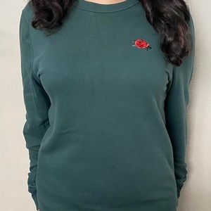 H&M Green Sweatshirt With Rose